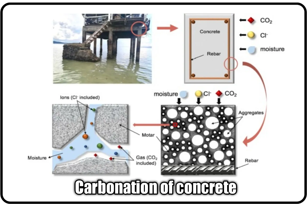 carbonation of concrete , durability of concrete